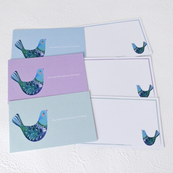 メッセージカード（幸福鳥　3色15枚セット） 2枚目の画像