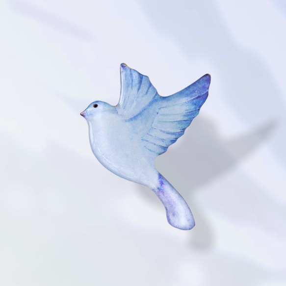 飛翔するカナリヤのブローチ(イエロー/ブルー) 4枚目の画像