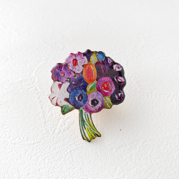 花束のブローチ（紫） 2枚目の画像