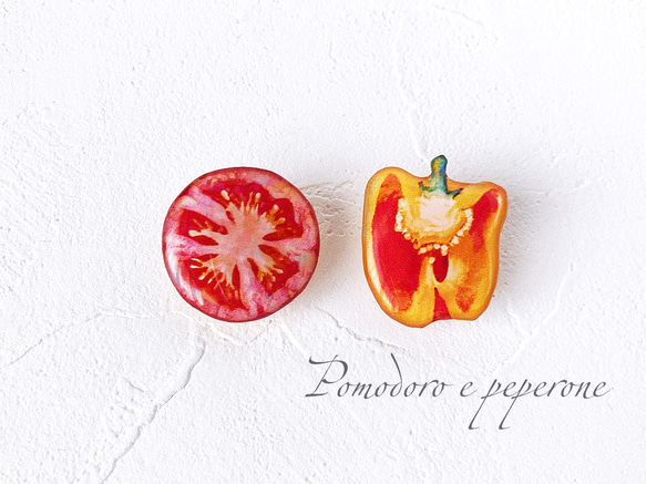 トマトとパプリカのブローチセット 1枚目の画像