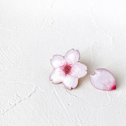 桜と花びらのブローチセット 1枚目の画像