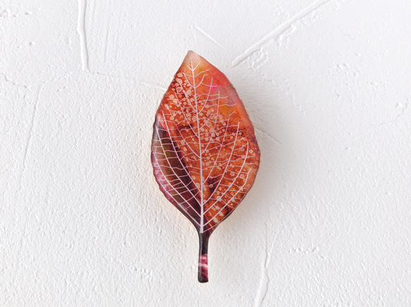 ★再販★木の葉のブローチ(夕色) 4枚目の画像