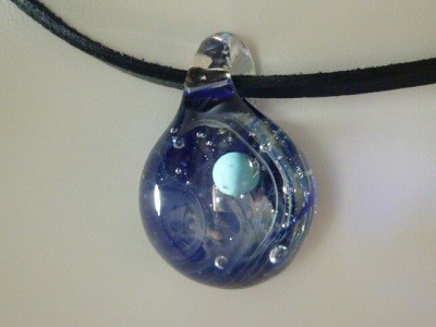 宇宙ガラス、惑星NO.9（星雲、星、ガラス、ペンダント）