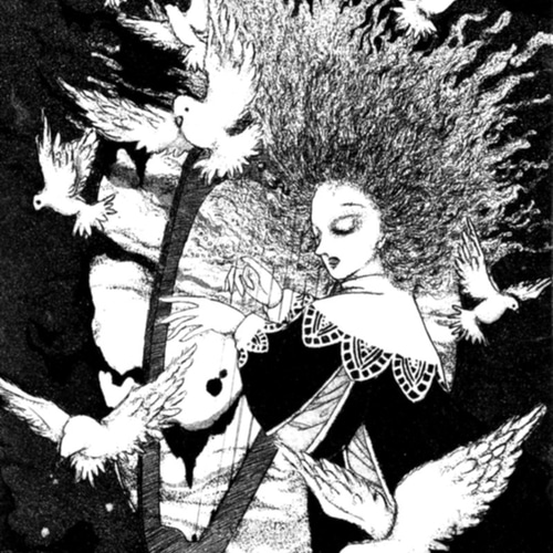 ☆小さな銅版画「黒いオルフェ」 エッチング・ミニプリント 版画