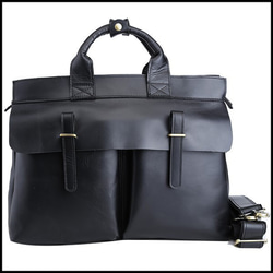 メンズ ショルダーバッグ 本革 パッファローレザー 水牛革 iPad対応 黒