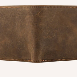 薄い アンティーク風 天然牛革 本革 レザー メンズ マネークリップ 札挟み 二つ折り財布 短財布 ウォレット 5枚目の画像