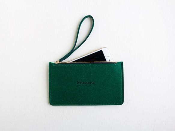 樂洋・Gauisus-羊毛氈收納包 / 手機包－復古阿哥哥綠( 大款 / 可放5.5吋手機 / iPhone6Plus/ 第1張的照片