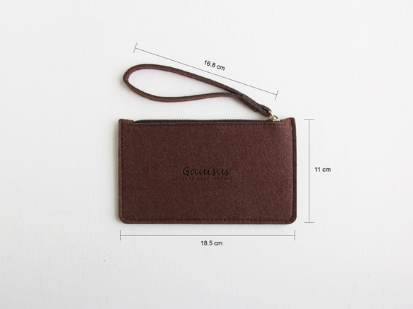 樂洋・Gauisus-羊毛氈收納包 / 手機包－黑巧克力色( 小款 / 可放4.7吋手機 / iPhone6/7/8 ) 第4張的照片