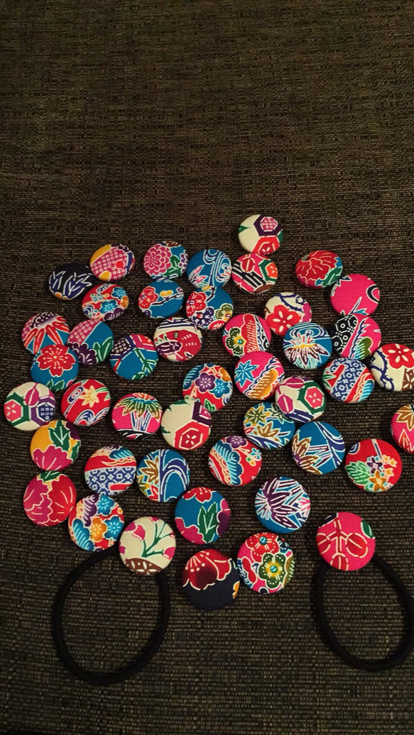 送料無料】（2個セット）沖縄の紅型プリント くるみボタン