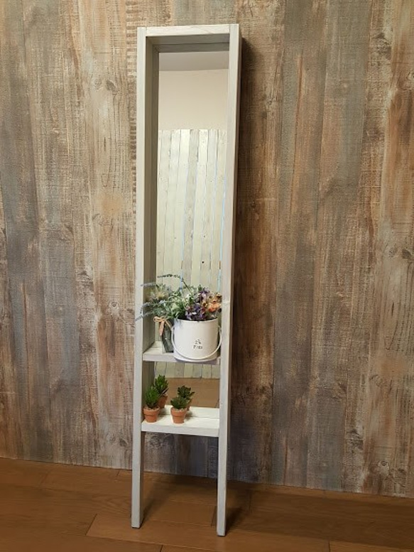 アンティーク風シャビースタンドミラー アンティーク風シャビースタンドミラー