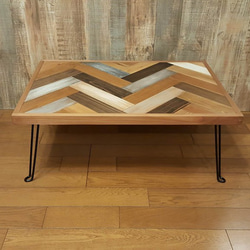 受注生産　ヘリンボーン・ローテーブル（折りたたみテーブル） 4枚目の画像
