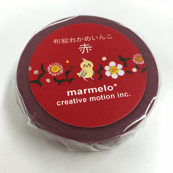 マスキングテープ　布絵おかめいんこ-赤 2枚目の画像