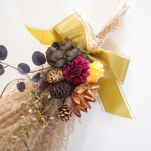 ススキと木の実のスワッグ 【大】 ドライフラワー Bon feuillage 通販