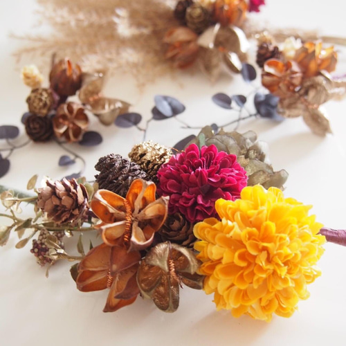 ススキと木の実のスワッグ 【大】 ドライフラワー Bon feuillage 通販