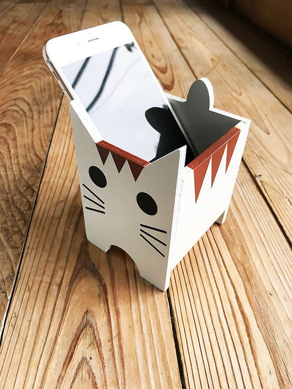 ネコの小物入れ　ギリネコ　猫雑貨　カラー　トラ 4枚目の画像