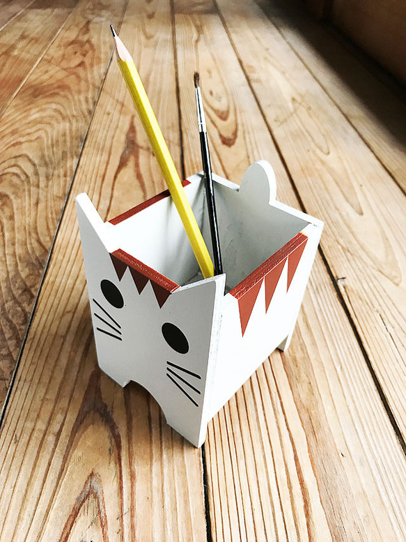 ネコの小物入れ　ギリネコ　猫雑貨　カラー　トラ 5枚目の画像