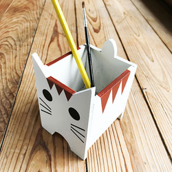 ネコの小物入れ　ギリネコ　猫雑貨　カラー　ハチワレ 5枚目の画像