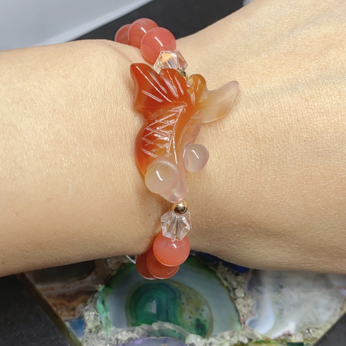 101237 特価天然塩源瑪瑙ブレスレット12ミリ16.5センチ