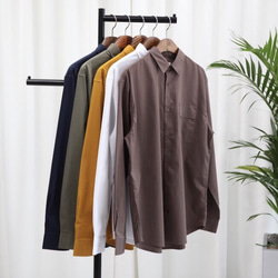上質シルキーコットンポケットシャツ5色 メンズ服 秋冬 秋色 2枚目の画像