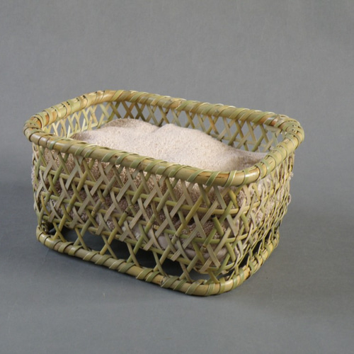 受注制作 根曲がり竹 千島笹 椀籠 角型小 整理 インテリア その他