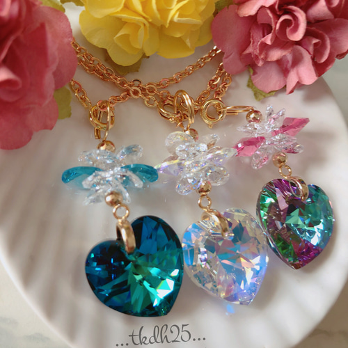 ハートのスワロフスキー♡バッグチャーム サンキャッチャー tkdh25  