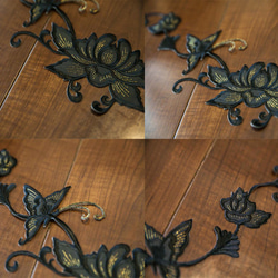 刺繍ワッペンアイロンパッチ お花　黒★ハンドメイド 3枚目の画像