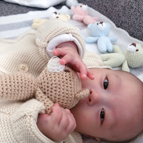 再入荷！大人気！>あみぐるみ・クマのラトル オーガニックコットン使用