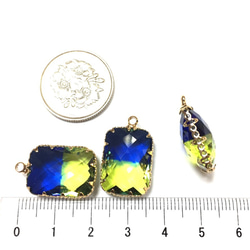 2pcs★bi-color gold lace flame charm（ハイクオリティガラスチャーム ） 4枚目の画像