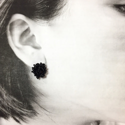 4pcs・フェルト付★black bijou flower cabochon（ブラックビジューフラワー型カボション） 4枚目の画像