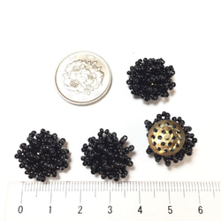 4pcs・フェルト付★black bijou flower cabochon（ブラックビジューフラワー型カボション） 5枚目の画像