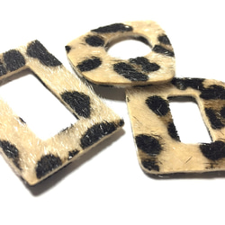 【6pcs・丸カン付】leopard fake leather charm（ハラコ調 フェイクレザーチャーム） 4枚目の画像