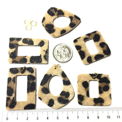 【6pcs・丸カン付】leopard fake leather charm（ハラコ調 フェイクレザーチャーム） 5枚目の画像