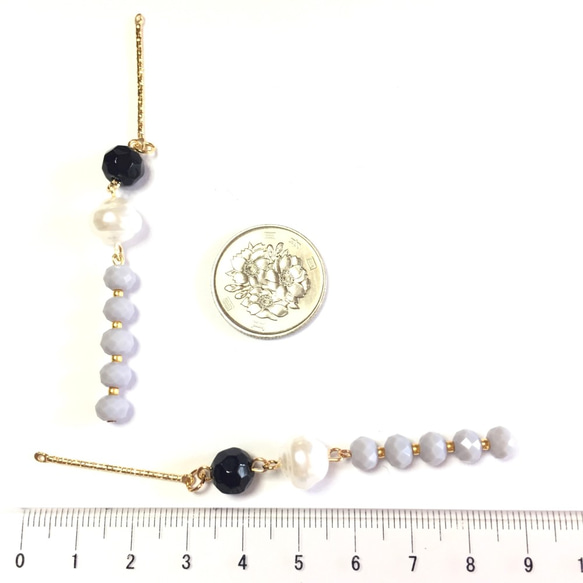 4pcs★noble monotone swing（アクリル・ガラスビーズ ミックスチャーム） 5枚目の画像