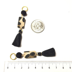 4pcs★leopard＋tassel swing・velour black（レオパードタッセルチャーム） 5枚目の画像