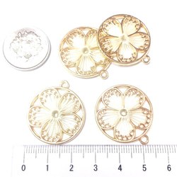 4pcs★knitting lace ring charm・ivory（編み込みリングチャーム） 5枚目の画像