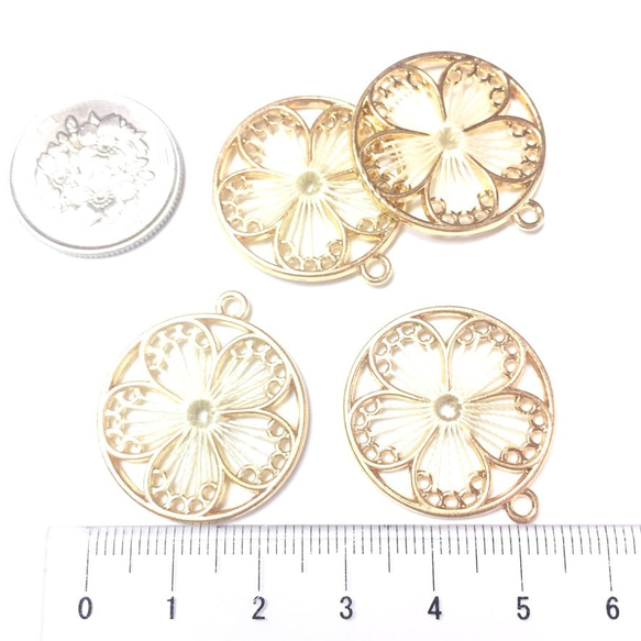 4pcs★knitting lace ring charm・ivory（編み込みリングチャーム） 5枚目の画像