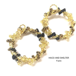 ４pcs★bijou wreath charm・black（ビジューリースチャーム） 1枚目の画像