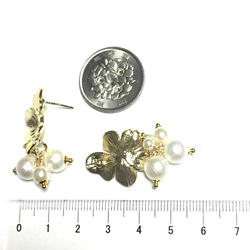 4pcs(2pair)★flower pierce・pearl tassel（ピアスパーツ） 4枚目の画像