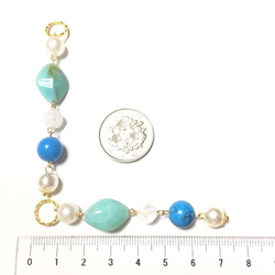 ４pcs★opaque combination charm・pearl×turquoise（コンビネーションチャーム） 5枚目の画像