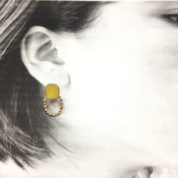 4pcs(2pair）★pierce・glitterpowder yellow （ピアスセット） 3枚目の画像