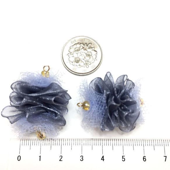 4pcs★tulle grayishblue （チュールチャーム） 5枚目の画像