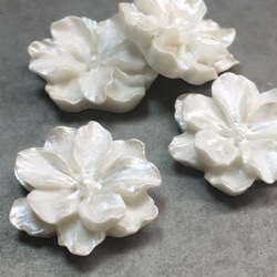 ６pcs★ white flower cabochon（ フラワーカボション） 5枚目の画像