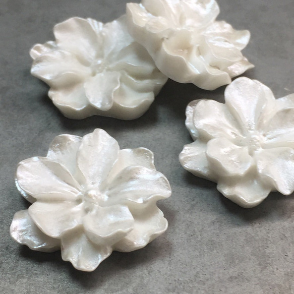 ６pcs★ white flower cabochon（ フラワーカボション） 5枚目の画像
