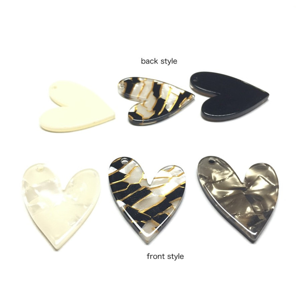 6pcs★mosaic＆marble heart charm（アクリル ハート チャーム) 2枚目の画像