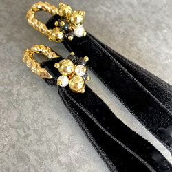 2pcs★velour ribbon tassel charm・black（ベロアタッセルチャーム） 2枚目の画像