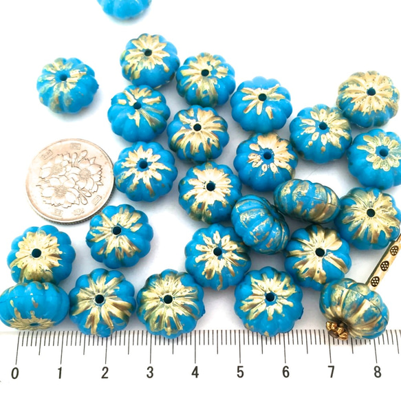 Antique style Pumpkin☆GOLD&BLUE・16コ 3枚目の画像