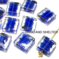 SQUARE BLUE☆glass beads・10コ 1枚目の画像