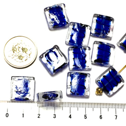 SQUARE BLUE☆glass beads・10コ 3枚目の画像