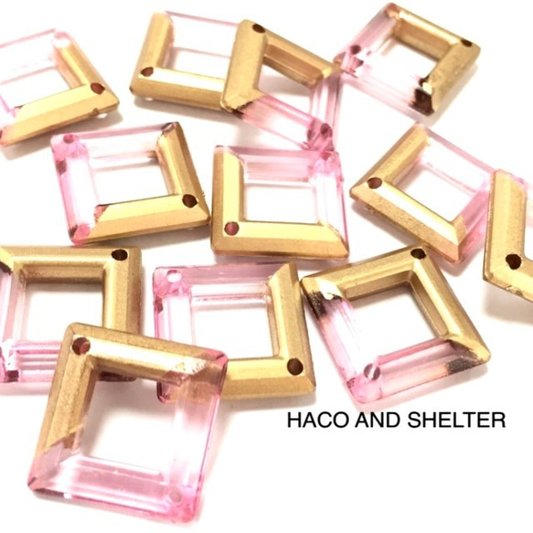 half gold clear pink・16コ☆Acrylic beads 1枚目の画像