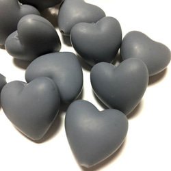 Pukkuri Rubber Heart・gray♡acrylic beads・８コ 2枚目の画像